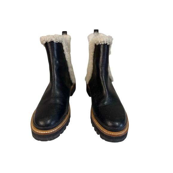 Marc Fisher Black Slip-On Boots w/  Fur Trim – Women’s 7.5 – Cozy Trendy Winter - Picture 2 of 5